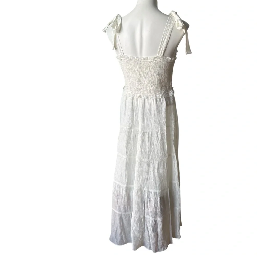 Talulah White Smocked Maxi Dress Shoulder Ties, Sz L - Picture 5 of 14
